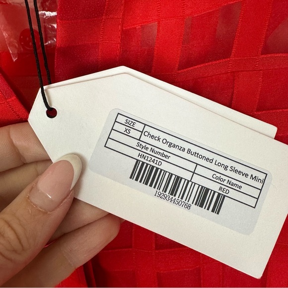 NWT English Factory Check Organza Buttoned Long sleeves Mini Dress - Picture 7 of 15